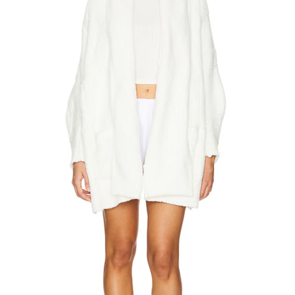New! Cozy Chic Cable Weave Ultra Soft Blanket Warp Sweater short Rober